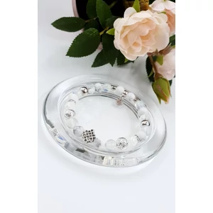 Kép 1/3 - Hófehér végtelen csomó ásványkarkötő