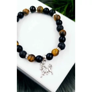 Kép 2/2 - Ló medálos tigrisszem-ónix ásványkarkötő