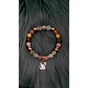 Kép 2/3 - Nyuszi medálos rózsaopál kristálykarkötő