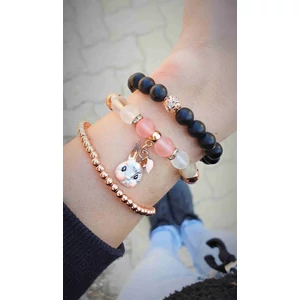 Kép 3/3 - Nyuszi medálos rózsaopál kristálykarkötő