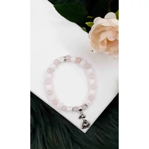 Kép 2/3 - Nyuszi medálos kristálykarkötő rózsakvarc