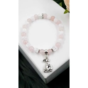 Kép 1/3 - Nyuszi medálos lila roppantott kvarc kristálykarkötő