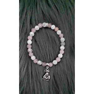 Kép 3/3 - Nyuszi medálos kristálykarkötő rózsakvarc