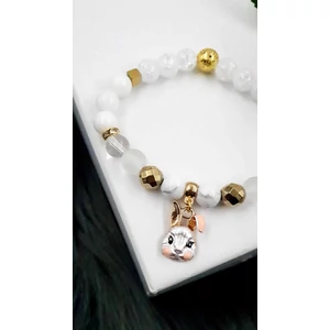 Kép 2/3 - Nyuszi medálos kristálykarkötő "arany"