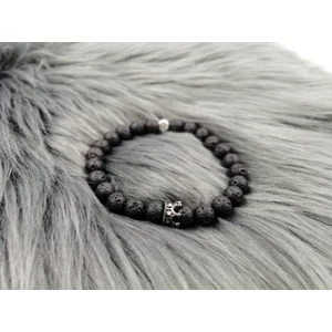 Kép 2/3 - Férfi LUXURY lávakő ásványkarkötő koronával és betűvel_1