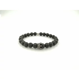 Kép 3/3 - Férfi LUXURY lávakő ásványkarkötő koronával és betűvel_2