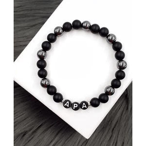 Kép 1/2 - Ónix - Hematit ásványkarkötő "APA" felirattal