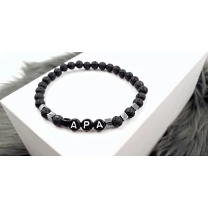Kép 2/3 - Lávakő - Hematit ásványkarkötő "APA" felirattal_1