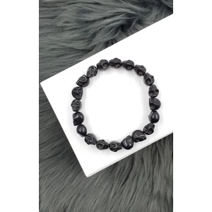 Kép 1/2 - Koponya medálokkal díszített csiszol lávakő ásványkarkötő