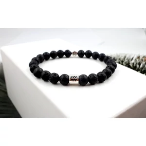 Kép 1/2 - Horoszkópos lávakő ásványkarkötő betűvel