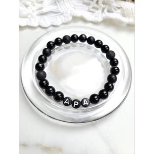 Kép 2/2 - Apa karkötő lávakő és ónix ásványból