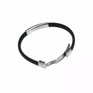 Kép 2/3 - Nemesacél és kaucsuk csatos férfi karkötő_1 