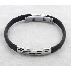 Kép 2/2 - Nemesacél és kaucsuk csatos férfi karkötő "mintás"_1
