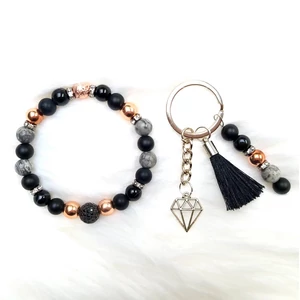 Kép 3/3 - Yvonne Design rosegold-black ékszerszett