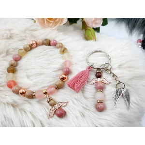 Kép 2/2 - Rosegold angyal ékszerszett, ékszer szett, ajándékötlet, rosegold, kulcstartó ékszerszett, ékszer szett, ajándékötlet, rosegold, kulcstartó, rodonit