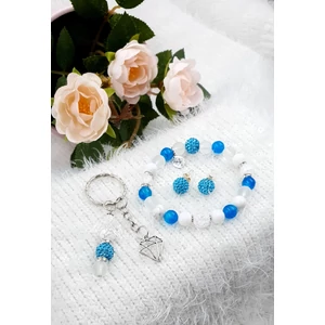 Kép 1/3 - "Blue angyal" ékszerszett, ékszer szett, ajándékötlet, rosegold, kulcstartó ékszerszett, ékszer szett, ajándékötlet, rosegold, kulcstartó, rodonit