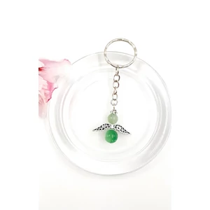 Kép 2/2 - Zöld aventurin angyal kulcstartó