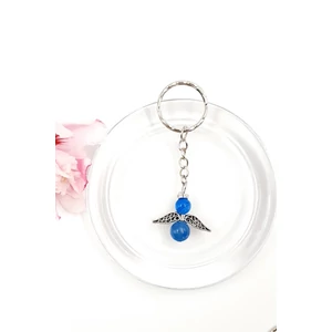 Kép 2/2 - Kék achát angyal kulcstartó