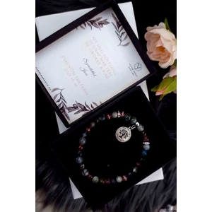 Kép 2/2 - Szülő köszöntő  ásványkarkötő "Family" medállal