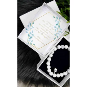 Kép 3/3 - Keresztszülő felkérő hófehér LUXURY ásványkarkötő