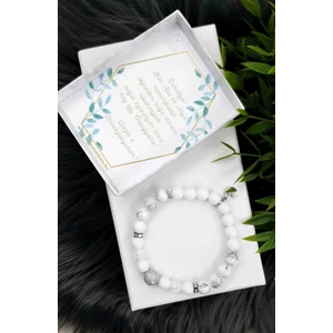 Kép 2/3 - Keresztszülő felkérő hófehér LUXURY ásványkarkötő