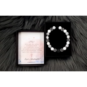 Kép 3/3 - Keresztszülő felkérő díszdobozos  LUXURY ásványkarkötő kereszt szülő keresztanya ajándék keresztelés felkérő ajándék