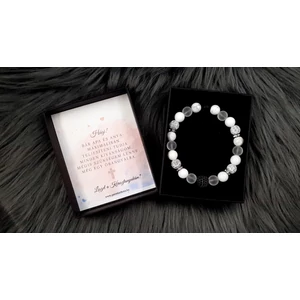 Kép 2/3 - Keresztszülő felkérő díszdobozos  LUXURY ásványkarkötő kereszt szülő keresztanya ajándék keresztelés felkérő ajándék