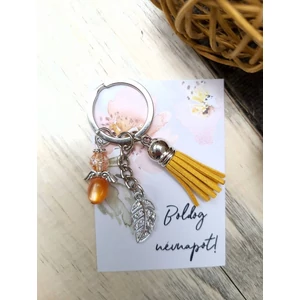 Kép 1/2 - Angyal szív kulcstartó Boldog névnapot! feliratos kártyával