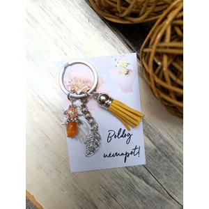 Kép 2/2 - Angyal szív kulcstartó Boldog névnapot! feliratos kártyával