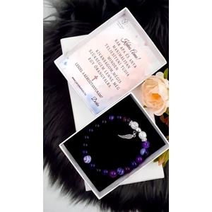 Kép 1/2 - Keresztszülő felkérő díszdobozos angyal angyalka ásványkarkötő kereszt szülő keresztanya ajándék keresztelés felkérő ajándék