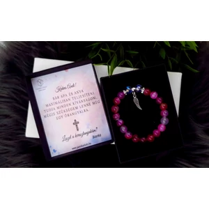 Kép 2/2 - Keresztszülő felkérő díszdobozos ásványkarkötő (több színben)