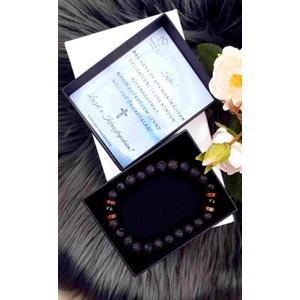 Kép 1/2 - Keresztszülő felkérő díszdobozos angyal angyalka ásványkarkötő kereszt szülő keresztanya ajándék keresztelés felkérő ajándék