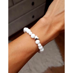 Kép 1/2 - Hófehér szív medálos tejkvarc ásványkarkötő