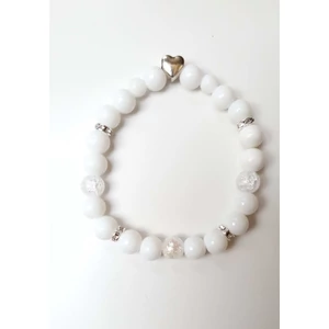 Kép 2/2 - Hófehér szív medálos tejkvarc ásványkarkötő