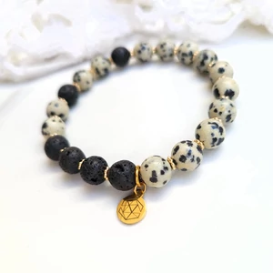 Kép 3/4 - Yvonne Design dalmatajáspis ásványkarkötő - gold