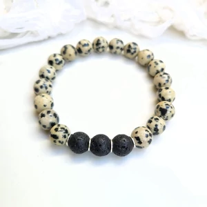 Kép 2/2 - Yvonne Design dalmatajáspis ásványkarkötő - ezüst