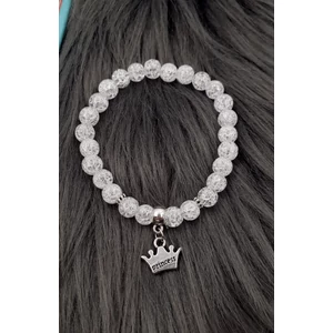 Kép 2/3 - Álomszép "Princess" korona medálkás lányka ásványkarkötő_1