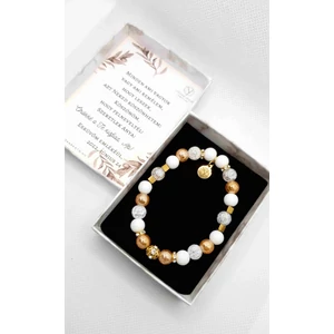 Kép 3/3 - Szülőköszöntő fehér-arany kristálykarkötő 