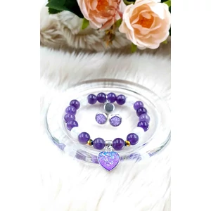 Kép 1/3 - Druzy ásványékszer szett ,ametiszt