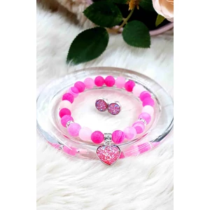 Kép 1/2 - Druzy ásványékszer szett pink achát