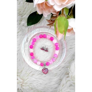 Kép 2/2 - Druzy ásványékszer szett pink achát