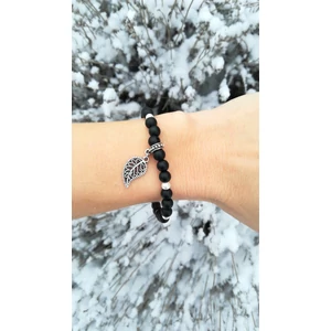 Kép 1/2 - Paisley mintás medál ónix karkötő