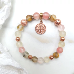 Kép 2/2 - Virág medálos rózsaopál kristálykarötő