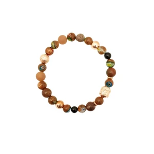 Kép 1/2 - Rosegold buddha fejes homokkő ásványkarkötő