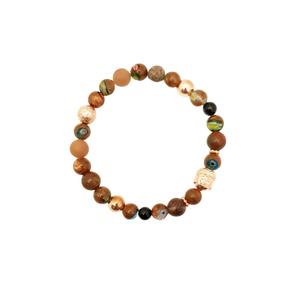 Kép 1/2 - Rosegold buddha fejes homokkő ásványkarkötő