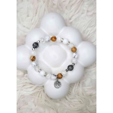 Gyönyörű életfa medálos ásványkarkötő