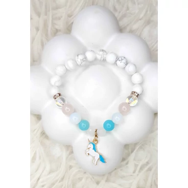 Howlit ásványkarkötő unikornis medállal