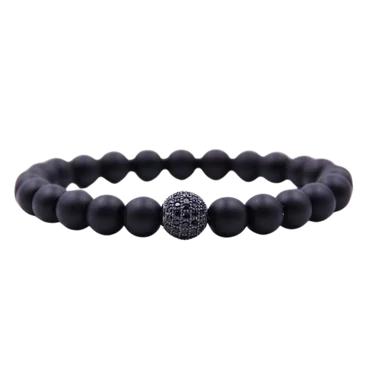 Álomszép cirkon gömb LUXURY ásványkarkötő "black"