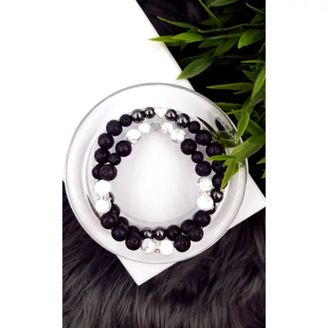 Szívecske medálkás szerelmi ásványkarkötőpár