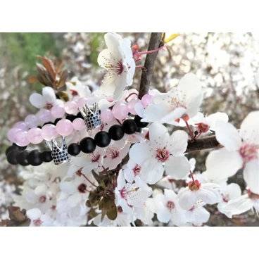 Luxury "Korona" karkötőpár rózsakvarccal